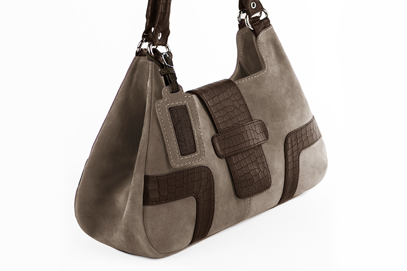 Handcrafted women's luxurious elegant handbag in premium taupe brown and dark brown leather. Perfect for elevated everyday style.   
                Choose from our luxurious collections of leather and fabric to perfectly match your handbags to your outfits.